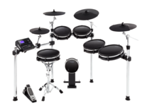10-PIECE DRUM KIT WITH OVER 750 SOUNDS, ALL MESH PADS, 3-SIDED CHROME RACK.